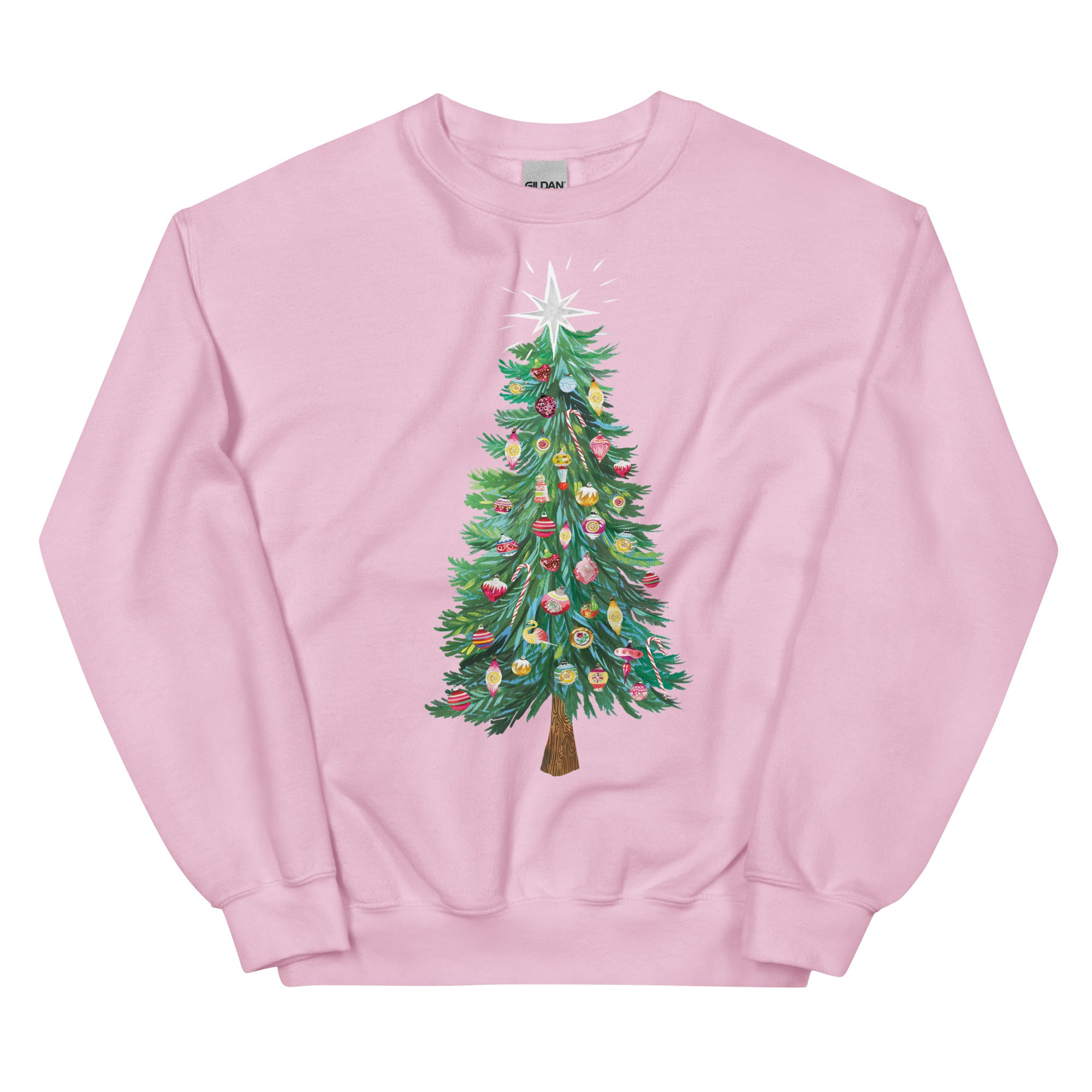 Christmas Tree Sweatshirt Light Pink