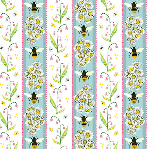 Honeyland Stripe Lt Prairie Sky Fabric