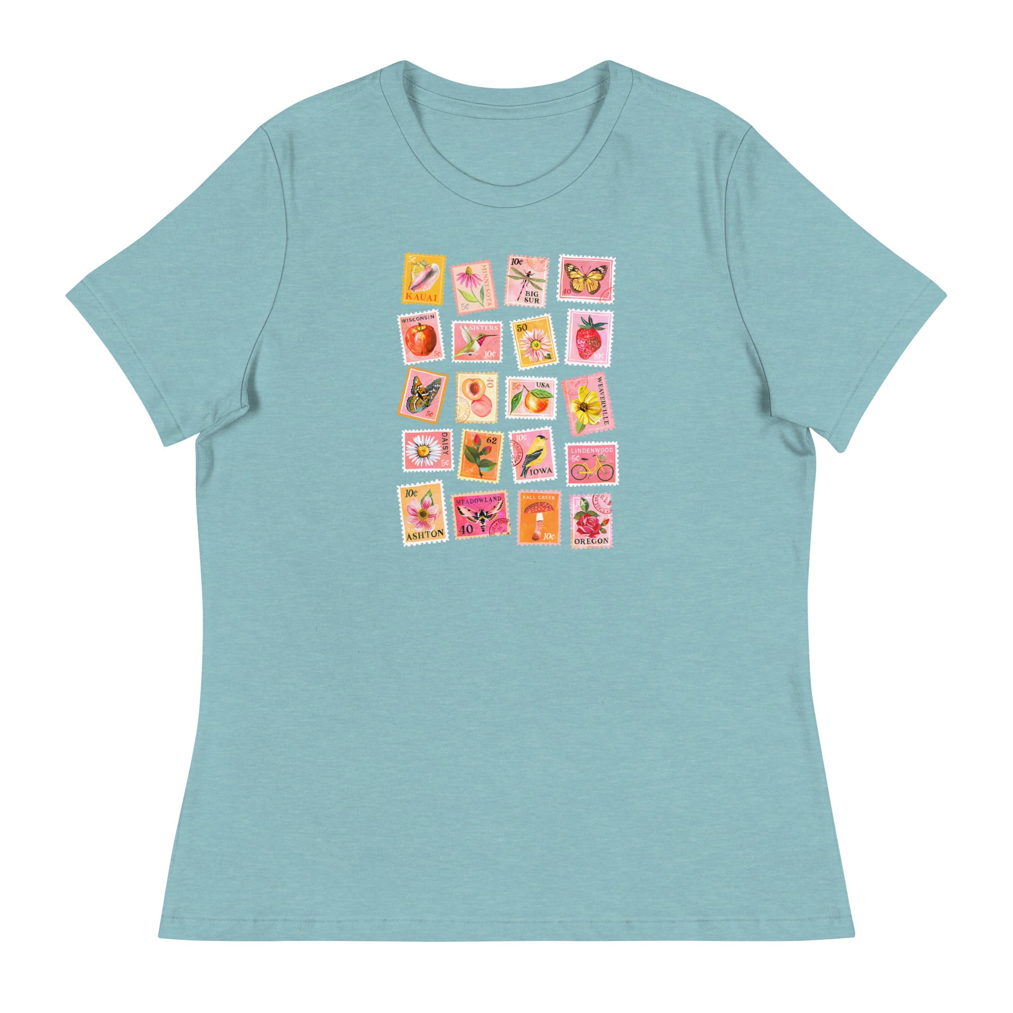 Stamp Collection T-Shirt Heather Blue Lagoon