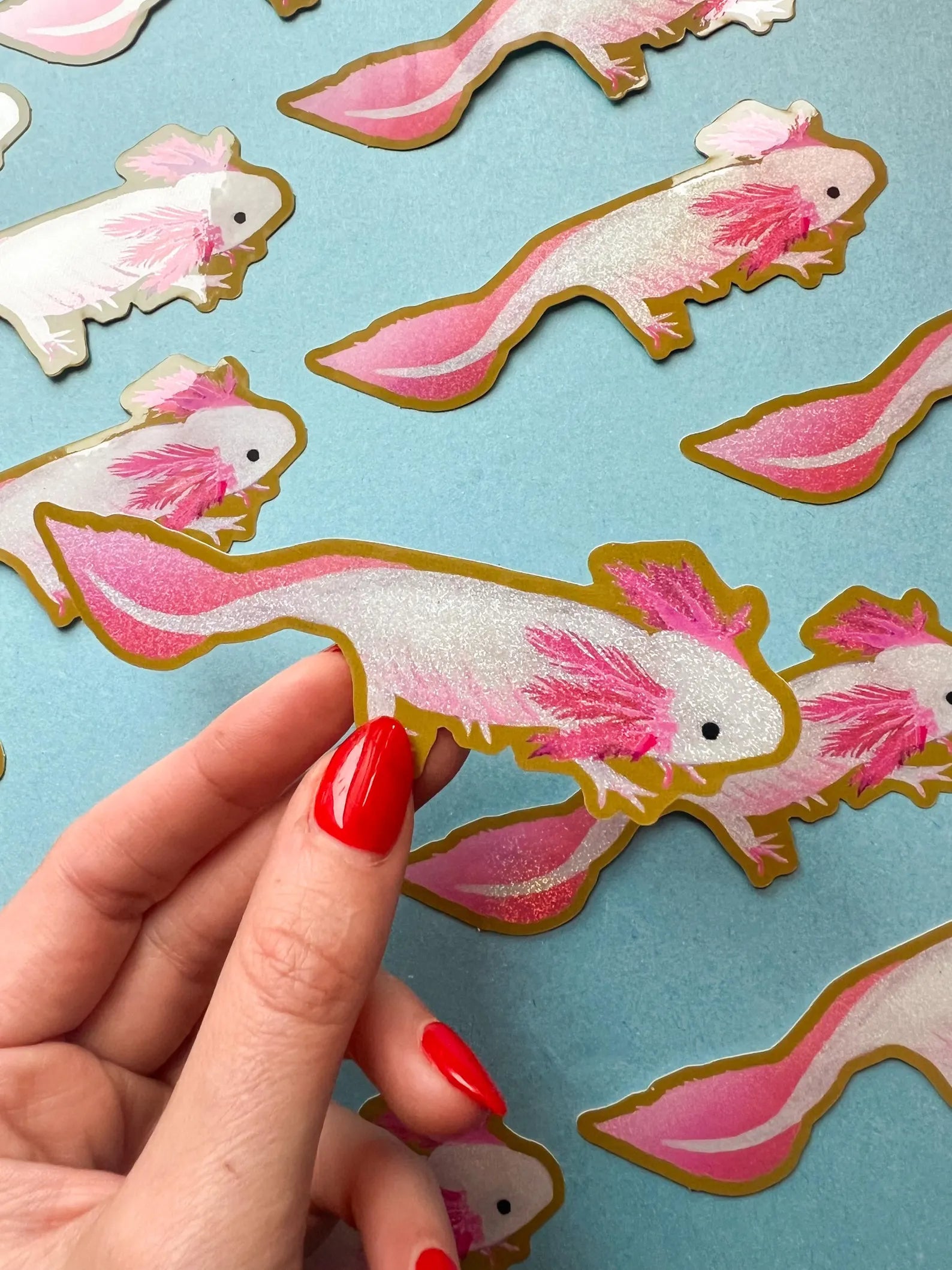 Glitter Axolotl Sticker