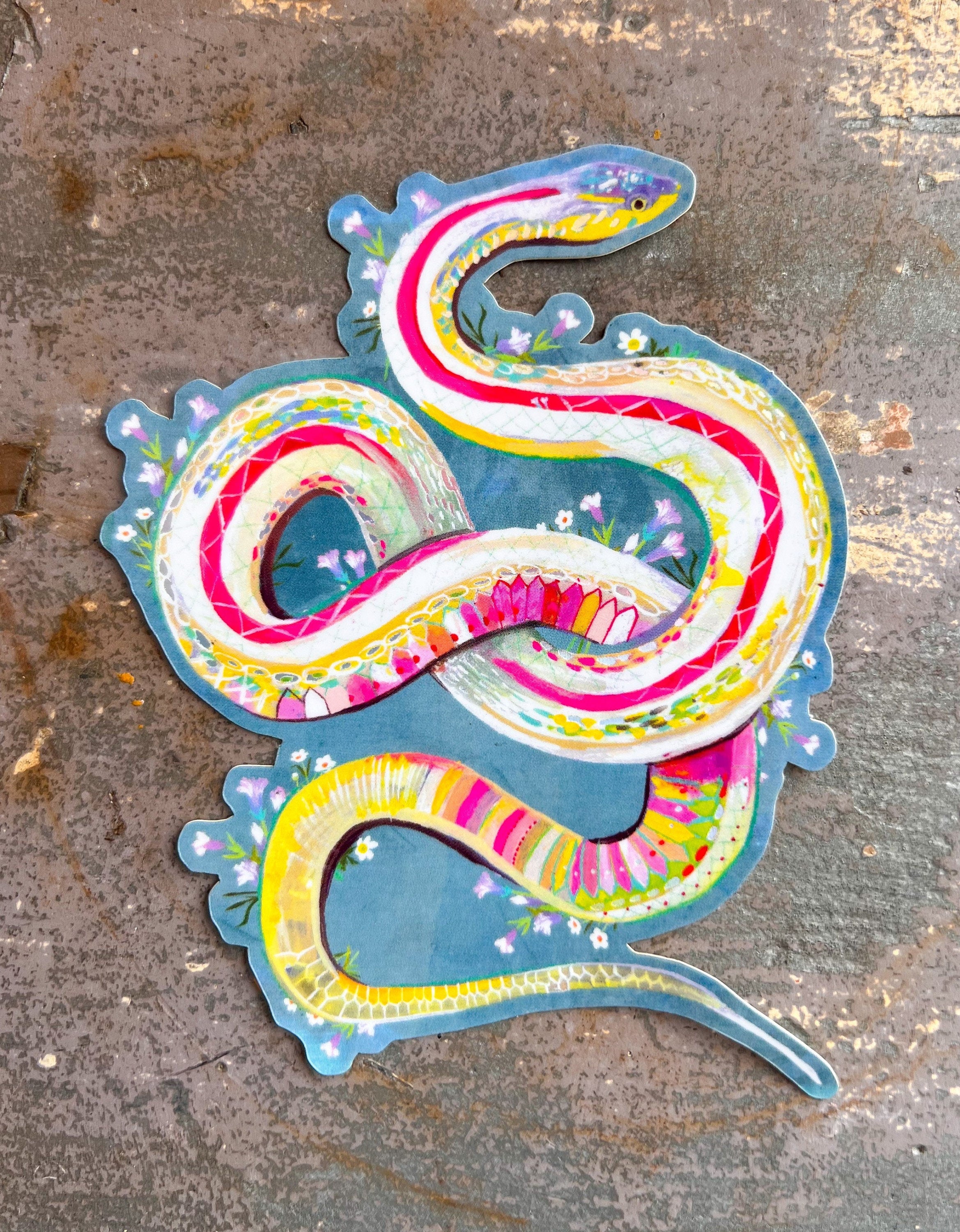 Snake Sticker with Holographic Accents
