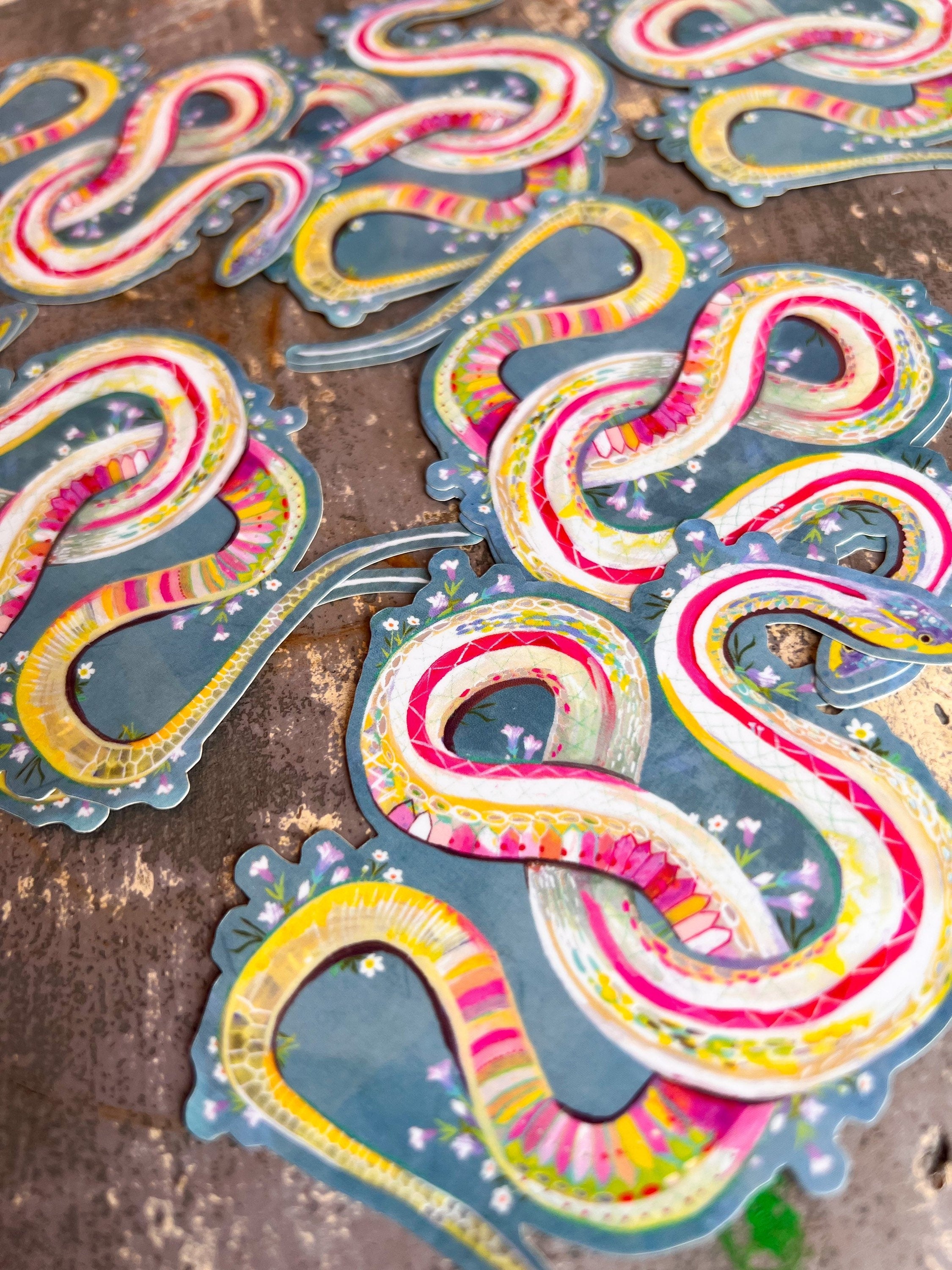 Snake Sticker with Holographic Accents