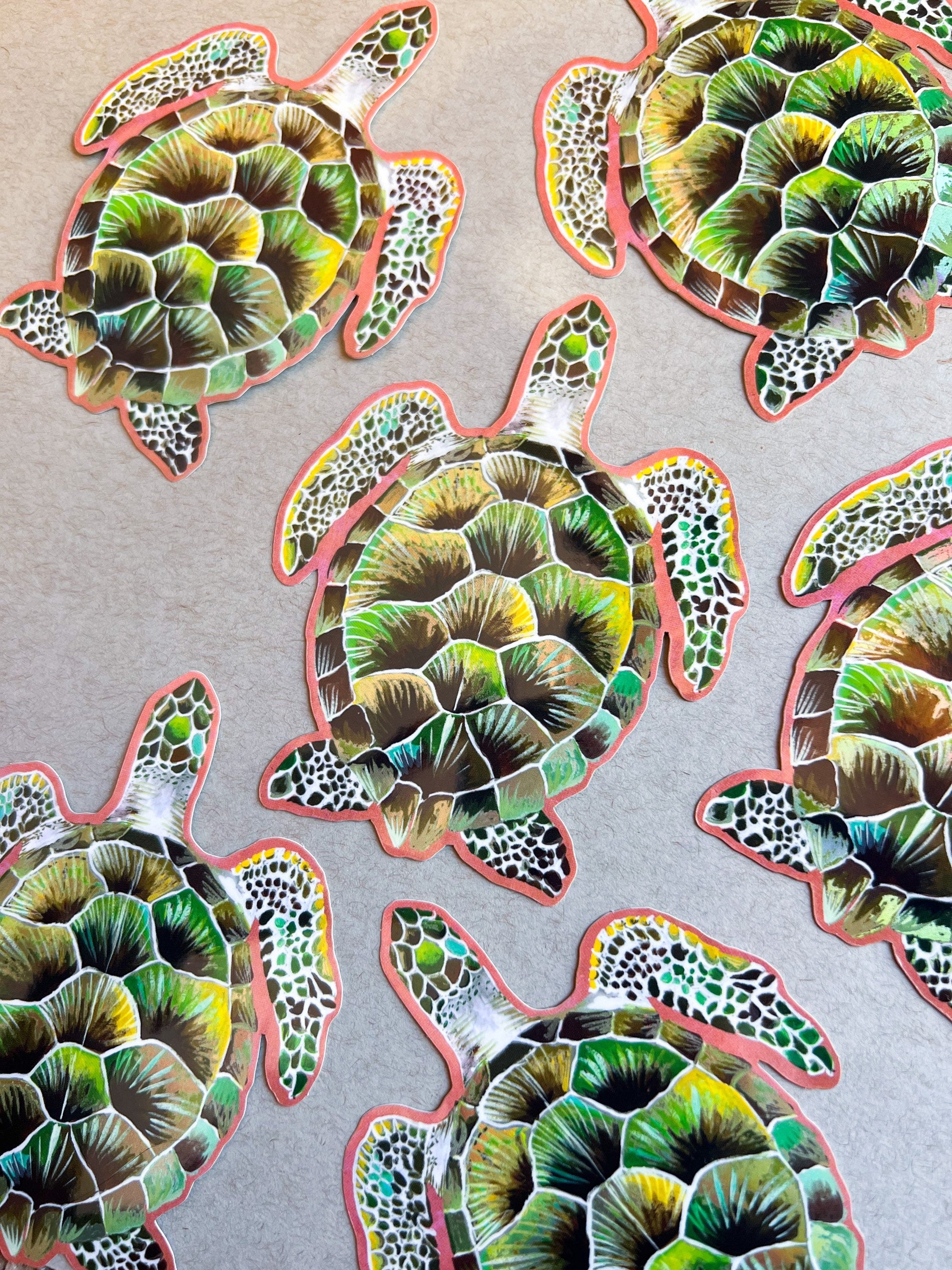 Sea Turtle Sticker with Holographic Accents