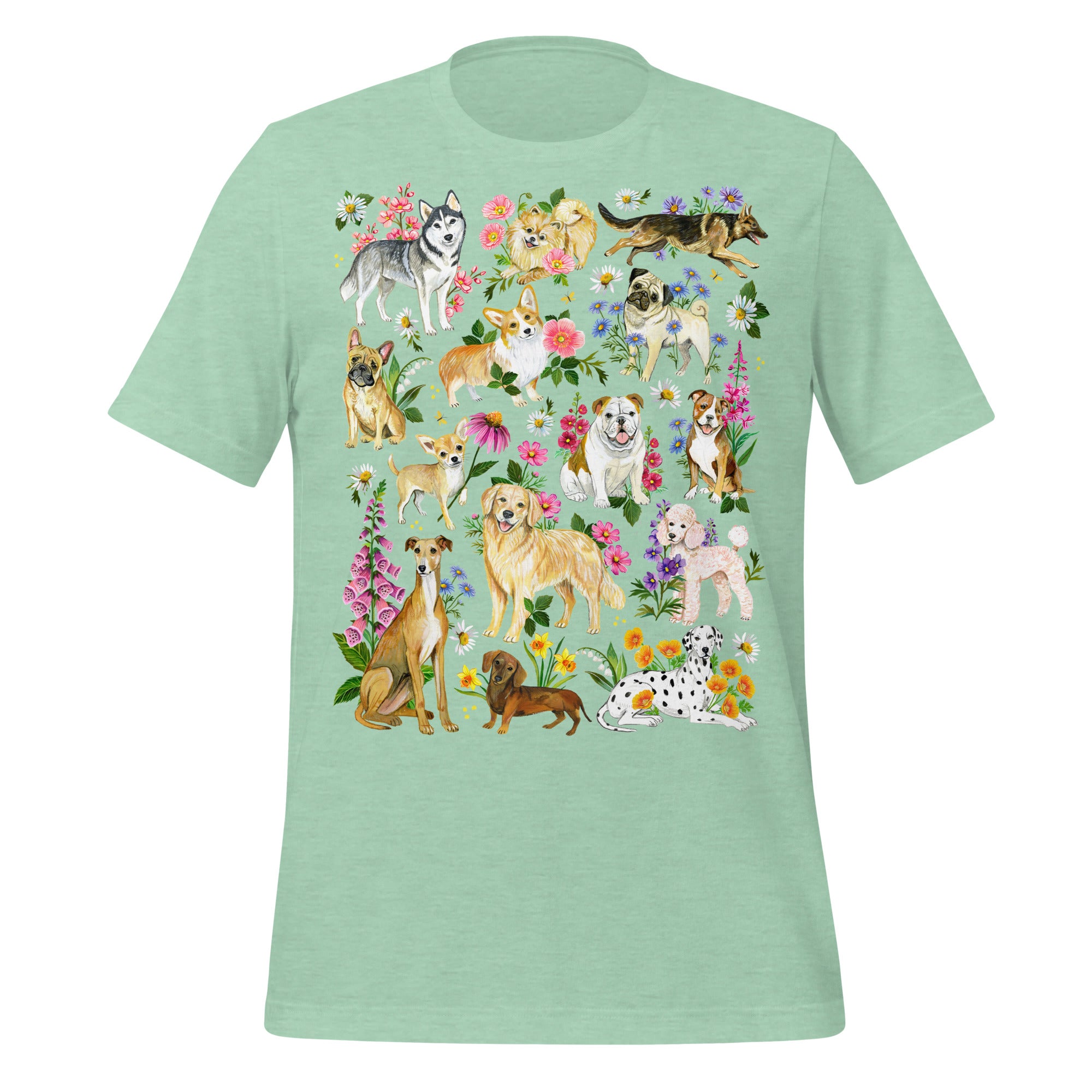Dogs of The Meadow Unisex t-shirt Heather Prism Mint