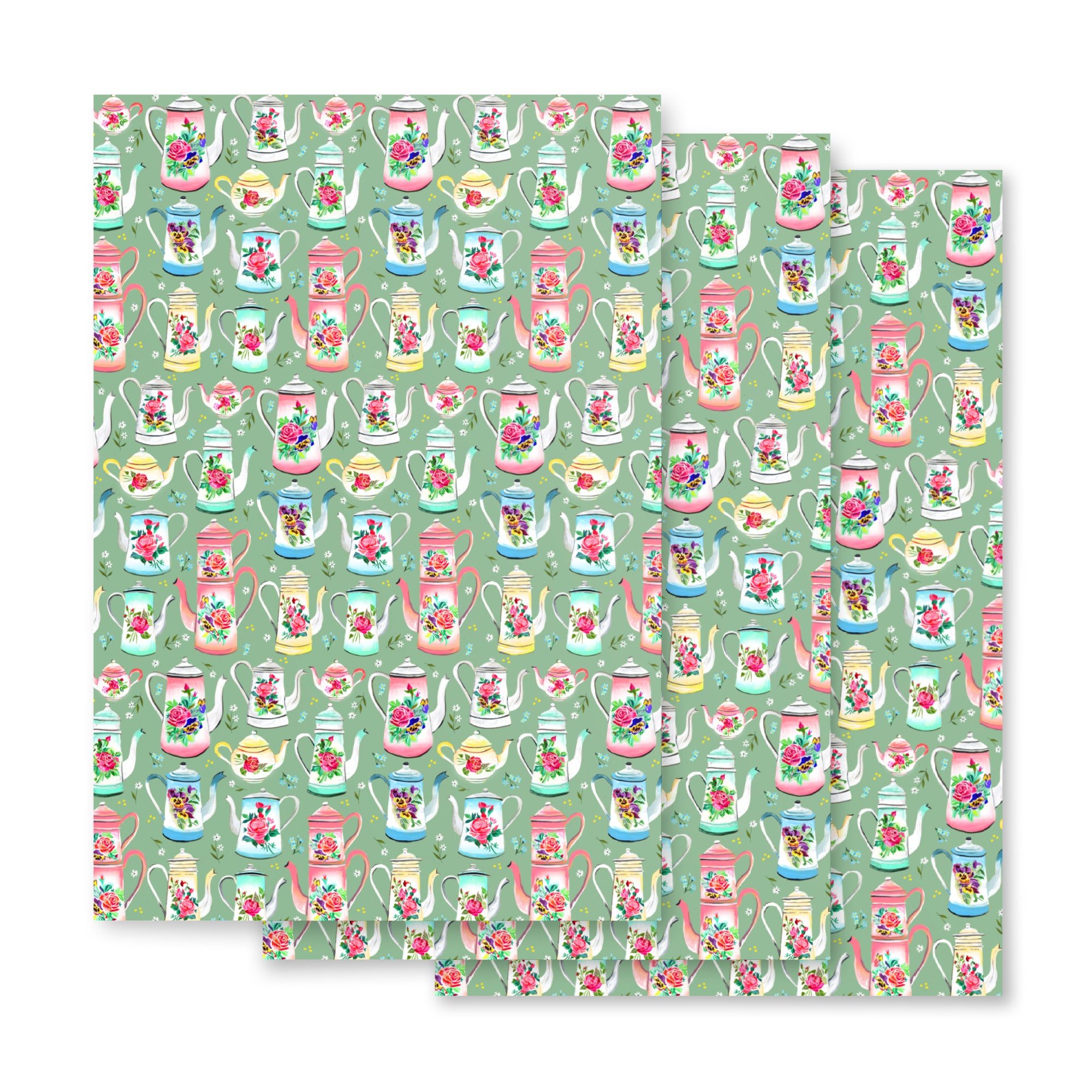 Teapots Wrapping Paper Sheets