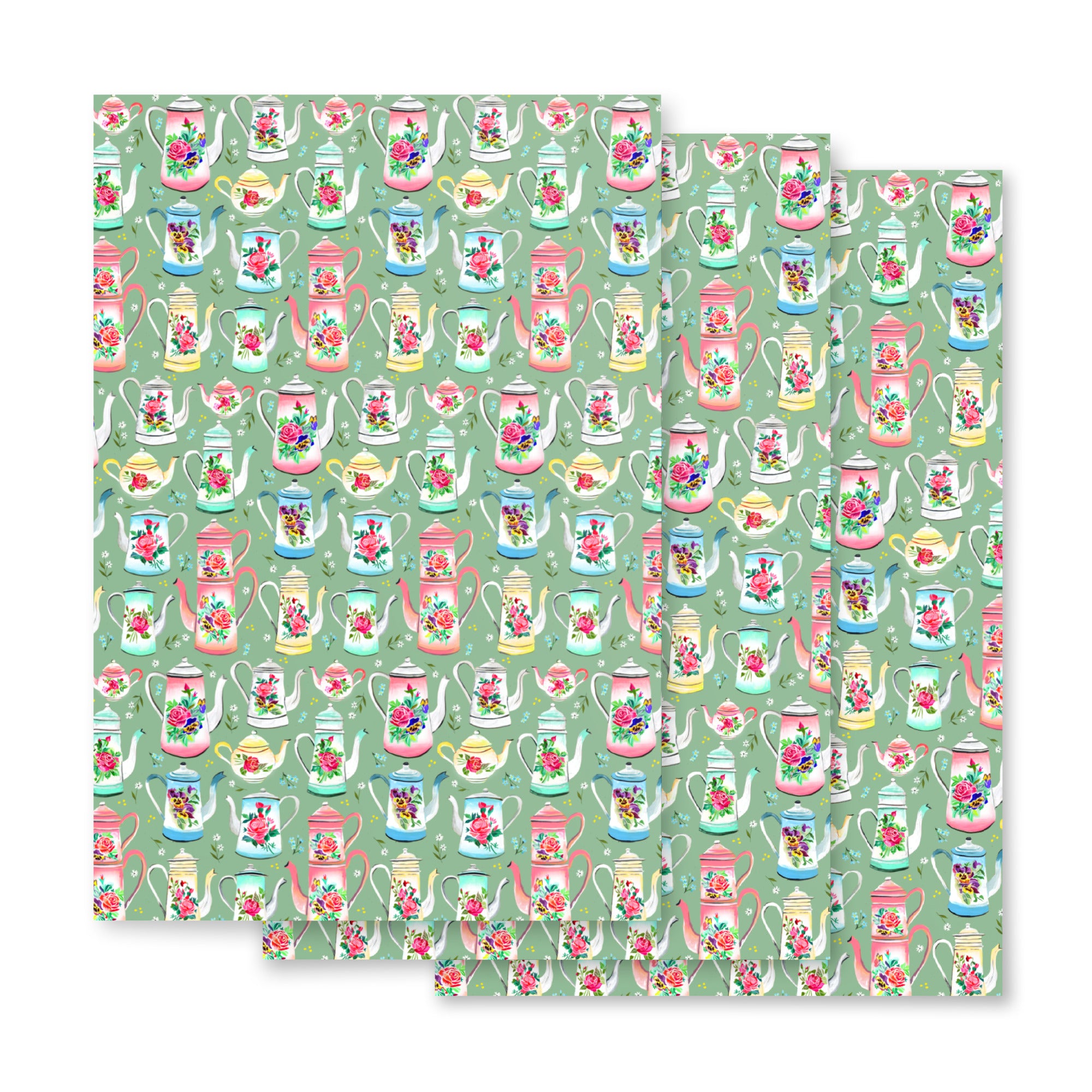 Teapots Wrapping Paper Sheets