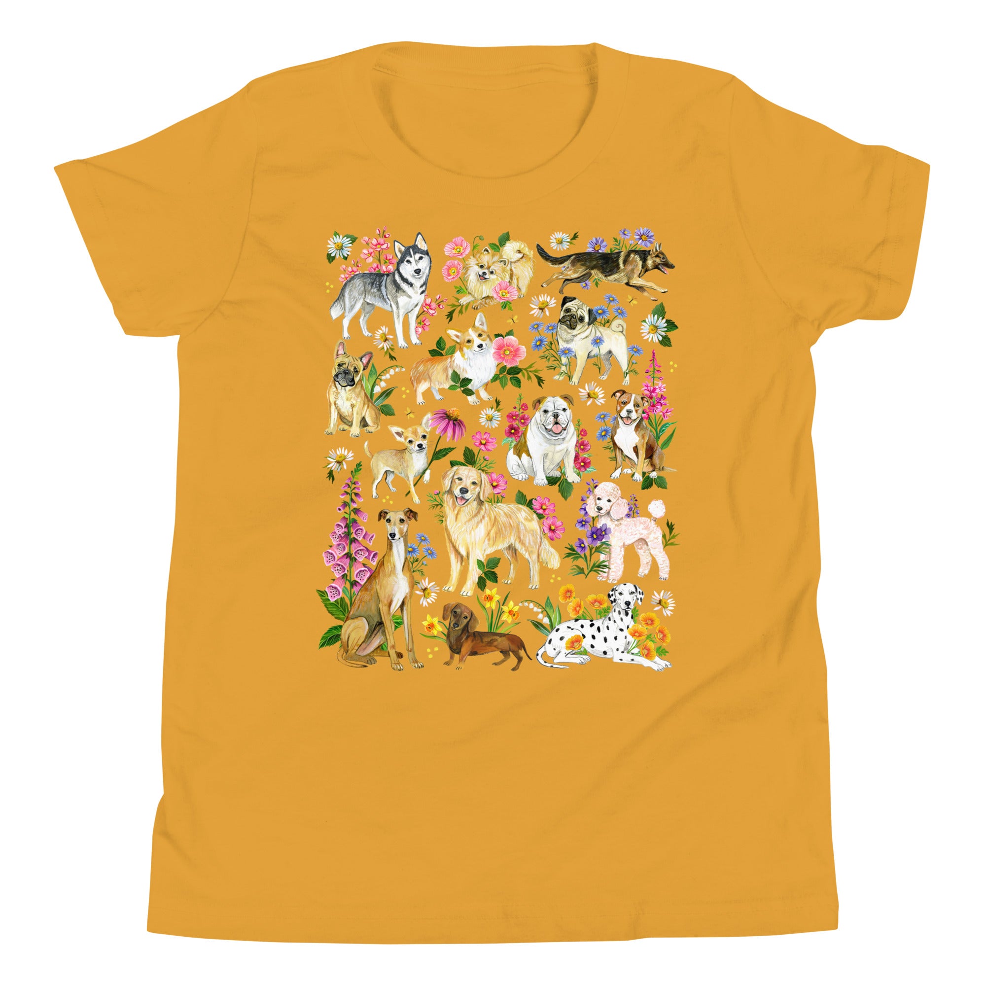 Youth Dogs of The Meadow T-Shirt Mustard