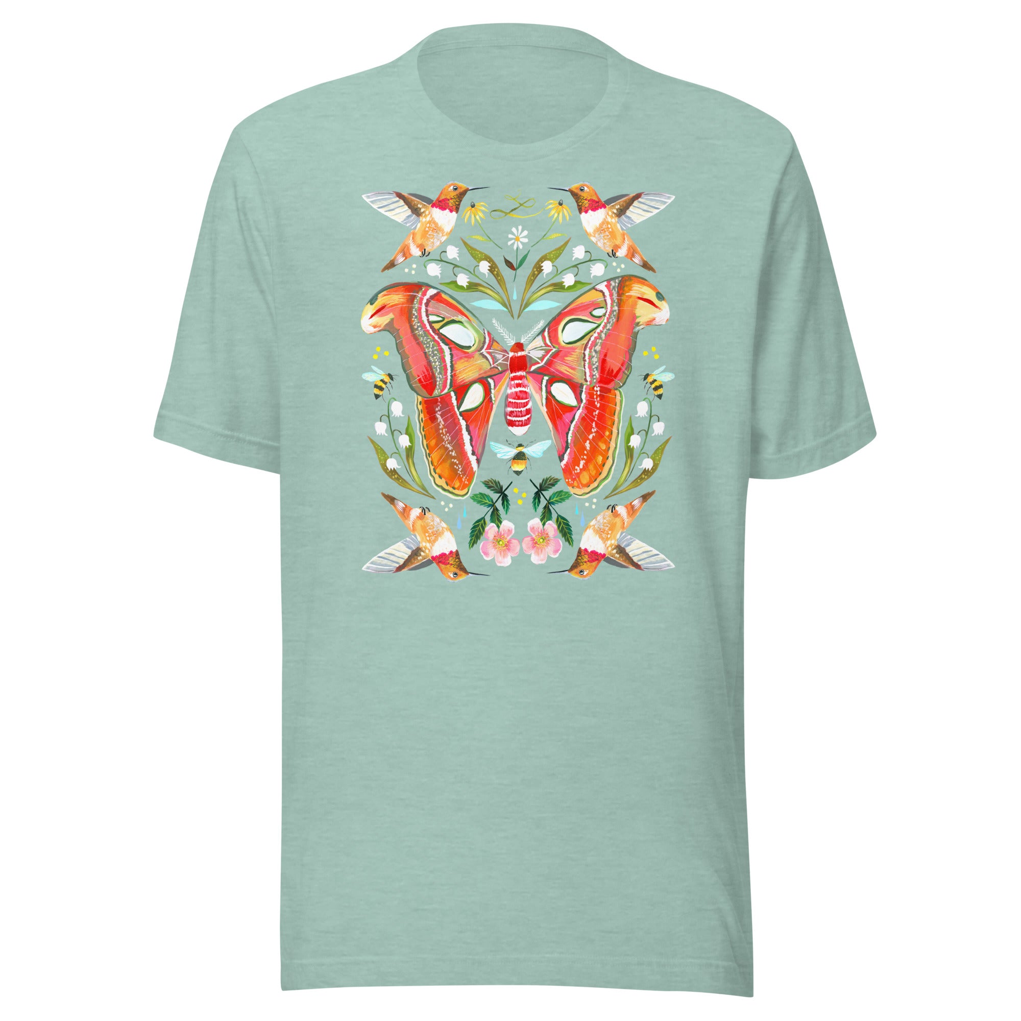 Atlas Moth T-Shirt Heather Prism Dusty Blue