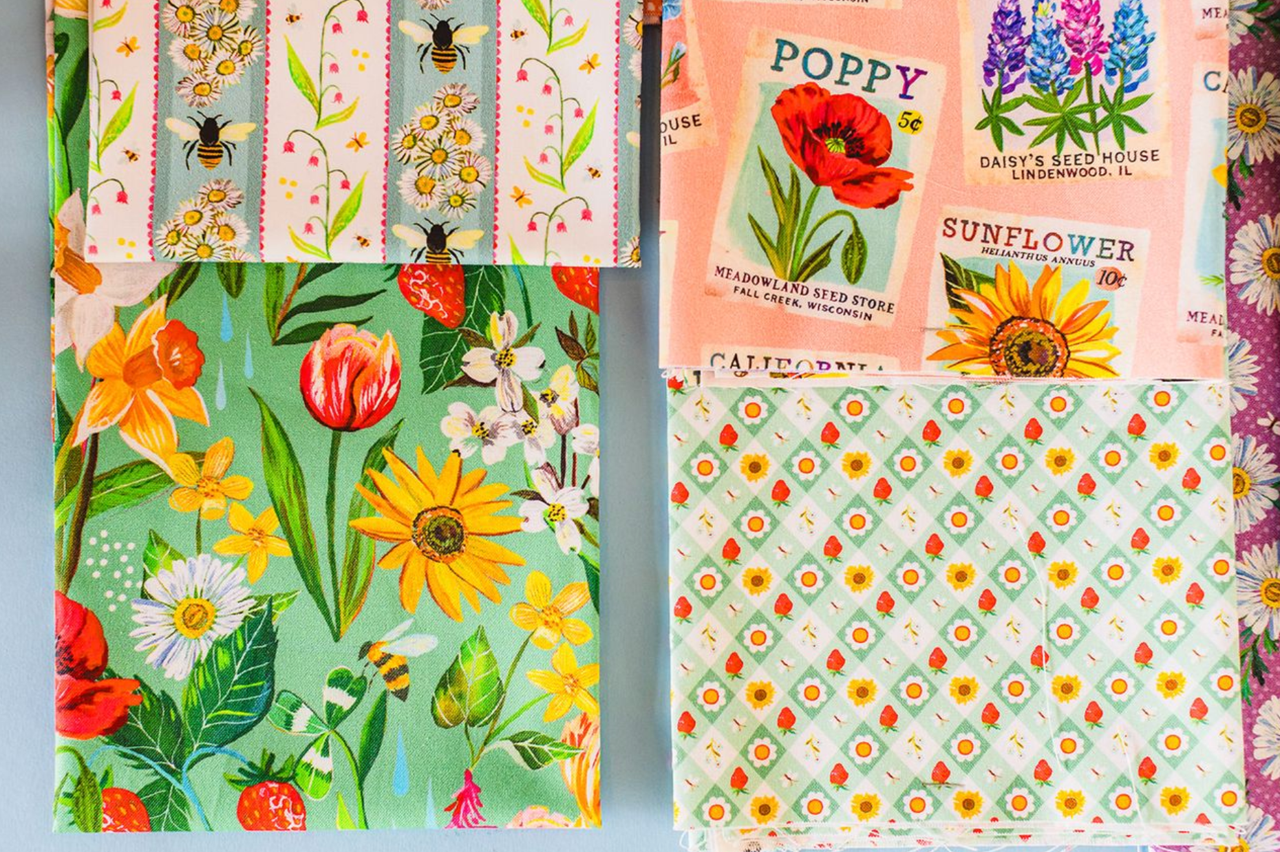 Lydia's Meadow Teal Fabric