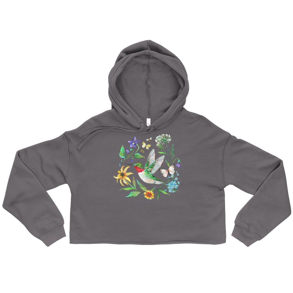 Hummingbird Cropped Hoodie Storm