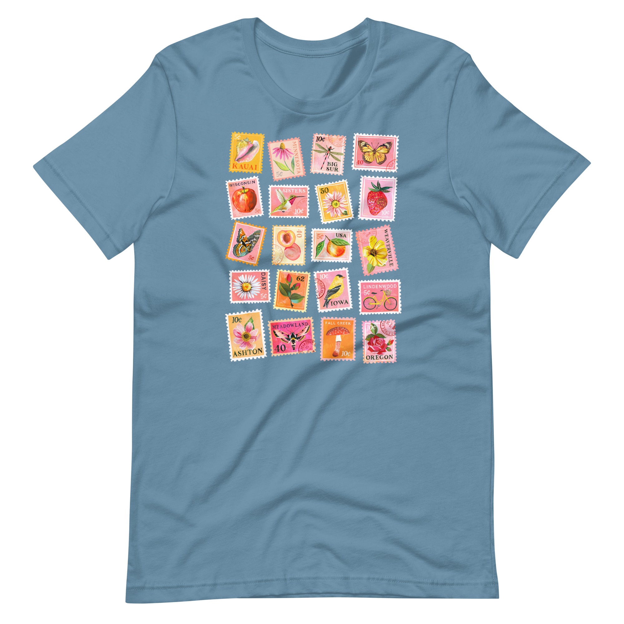 Stamp Collection T-shirt Steel Blue
