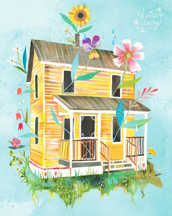 Sunny Yellow Farmhouse Art Print