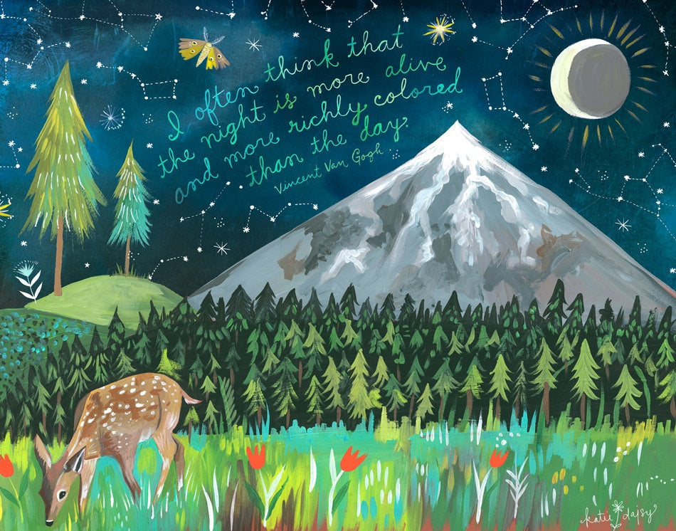 Night Mountain Art Print | Van Gogh Quote