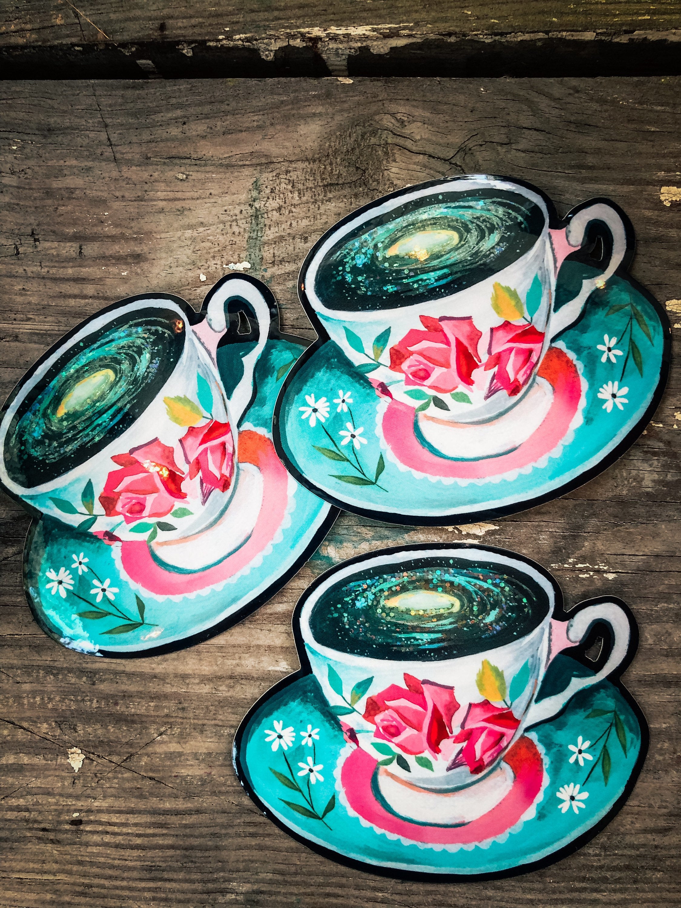 Teacup Galaxy - Glitter Sticker