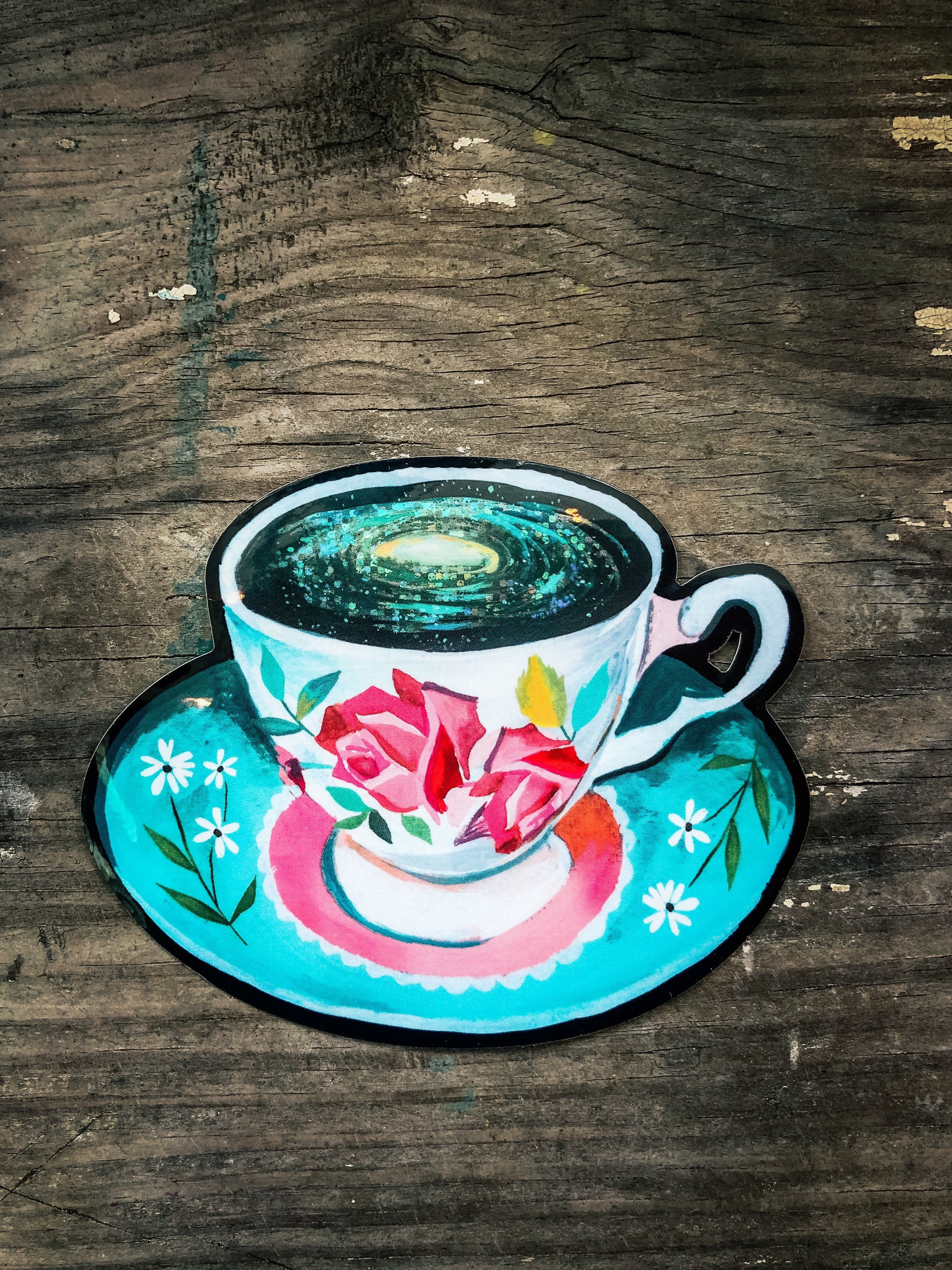 Teacup Galaxy - Glitter Sticker