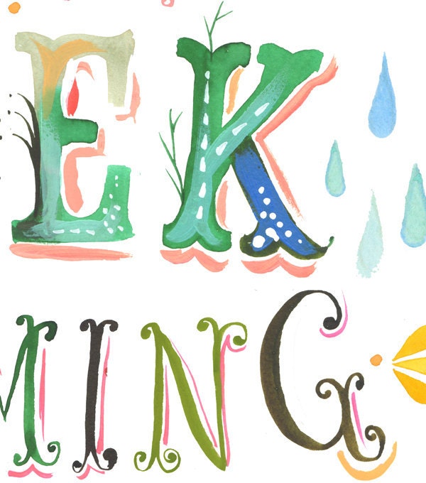 Creek Swimming Watercolor Quote Art Print