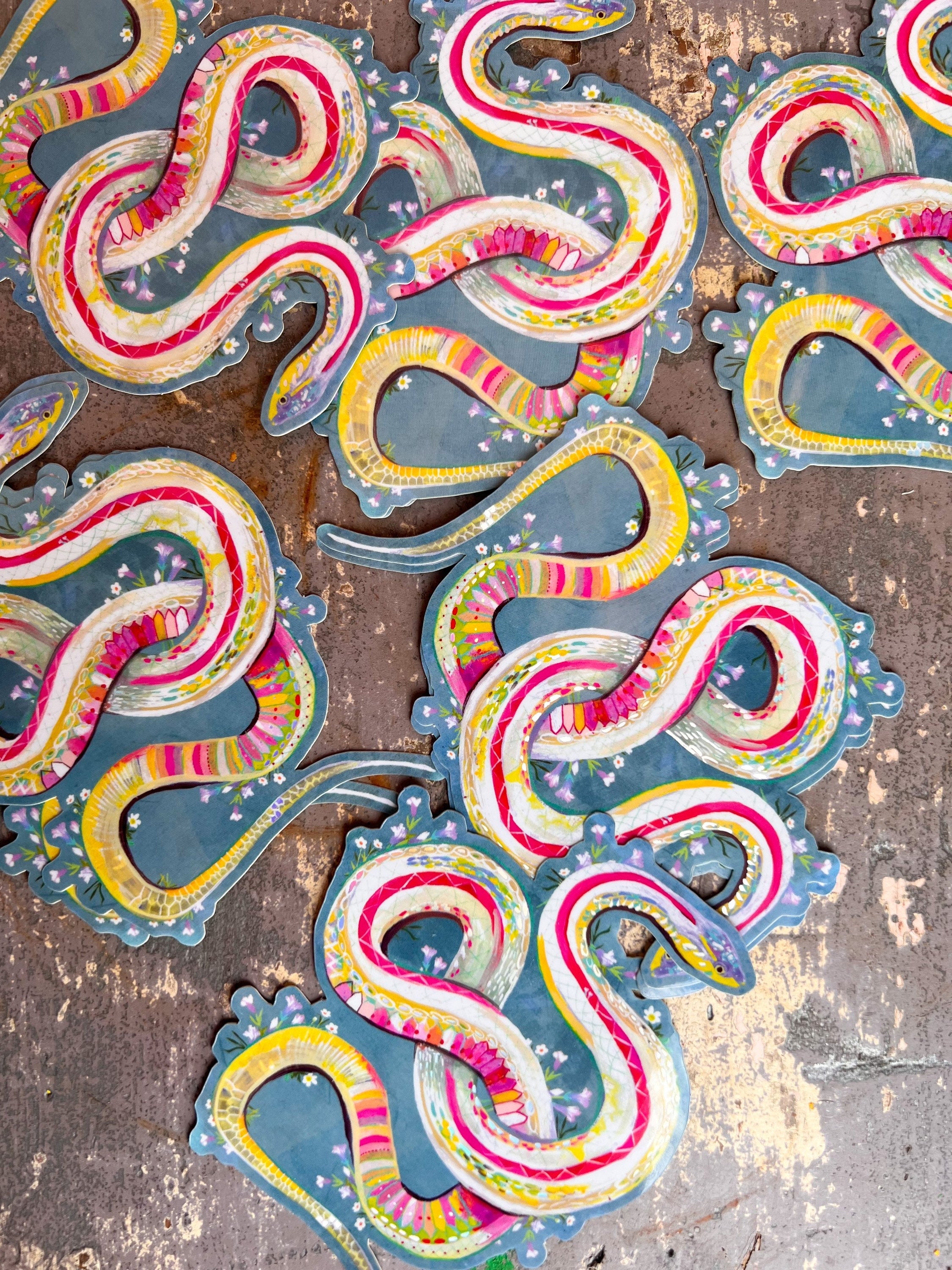 Snake Sticker with Holographic Accents