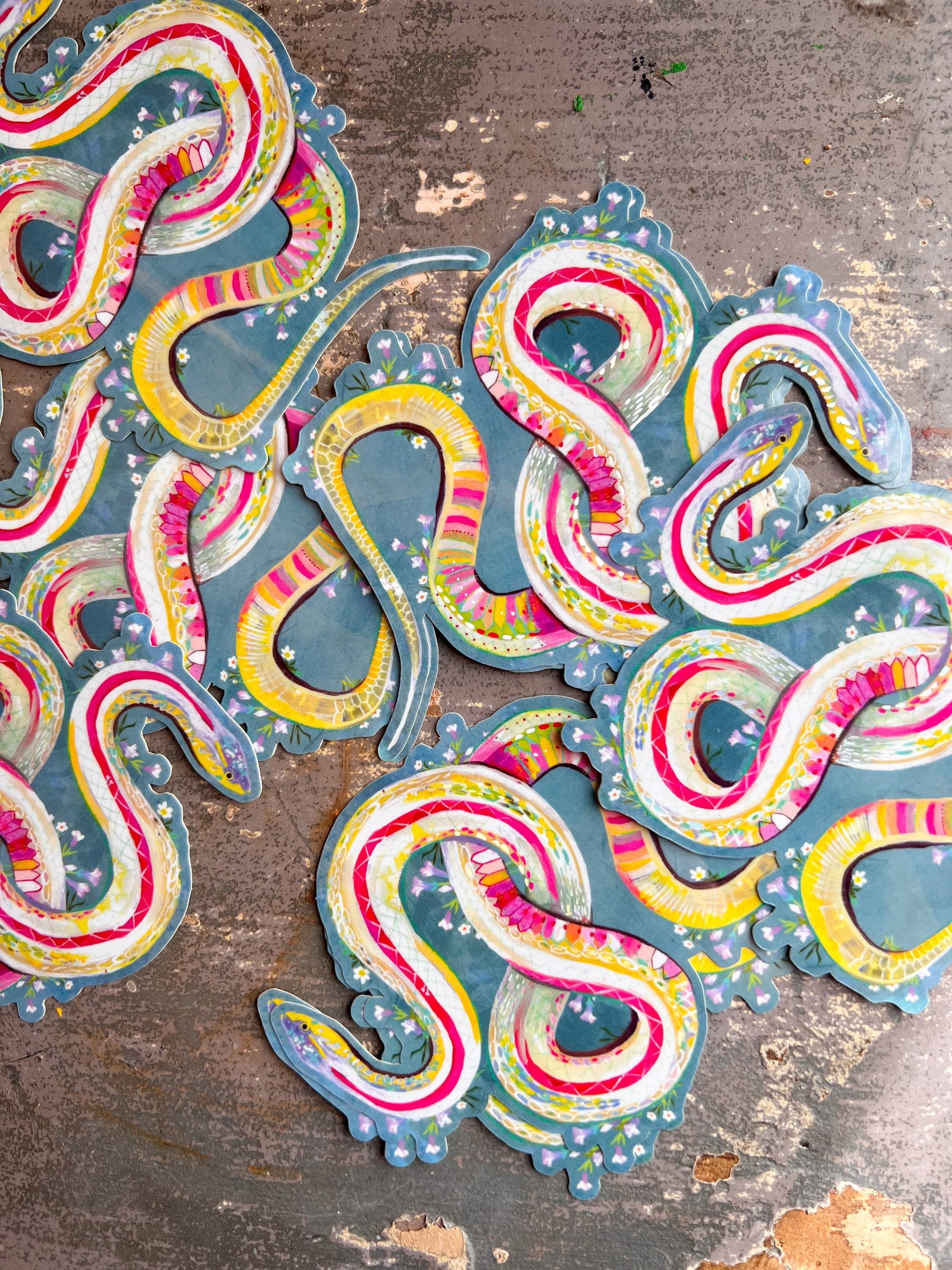 Snake Sticker with Holographic Accents