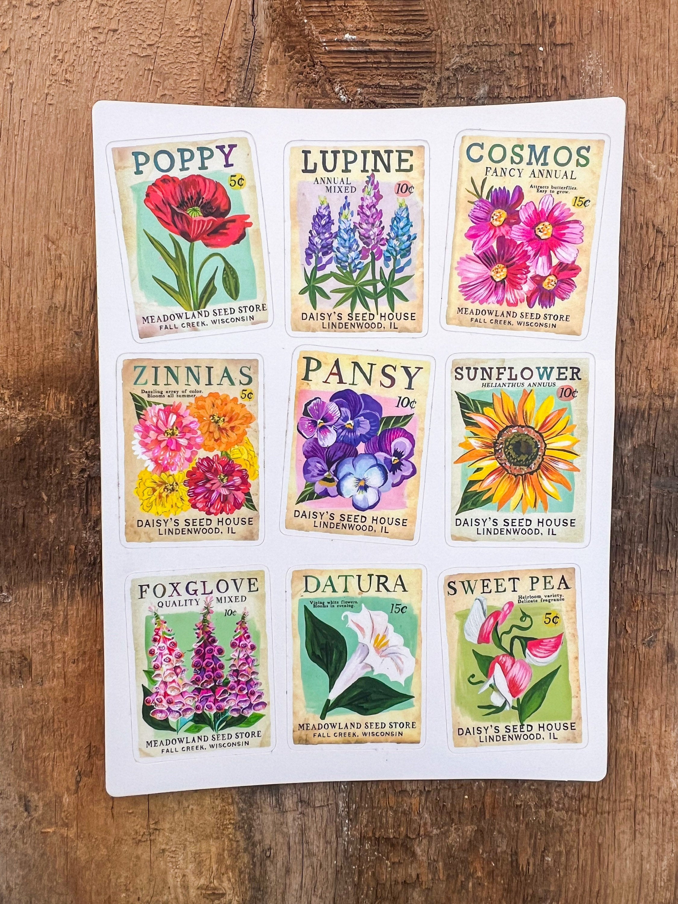 Seed Packet Sticker Sheets
