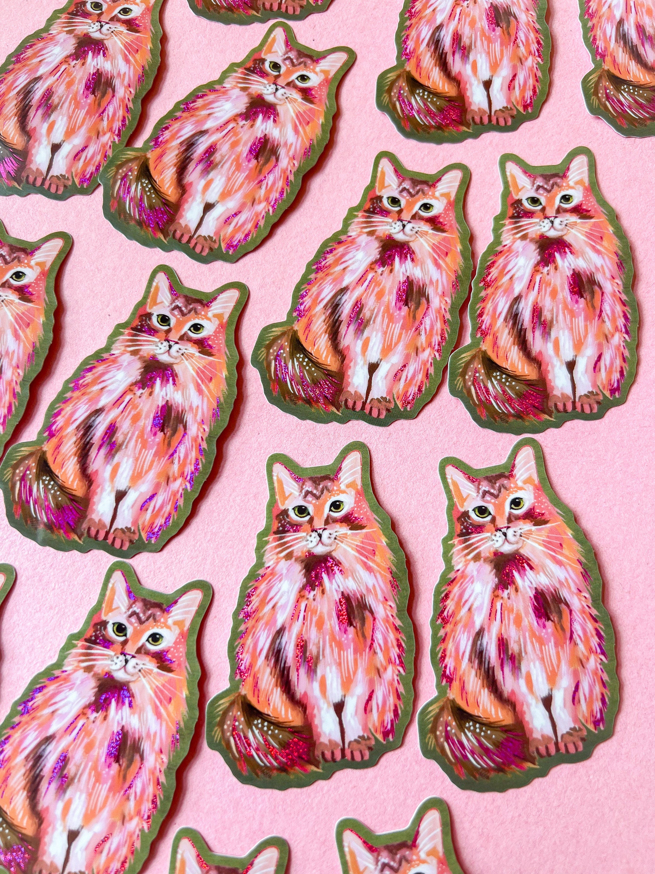 Pink Glitter Kitty Sticker