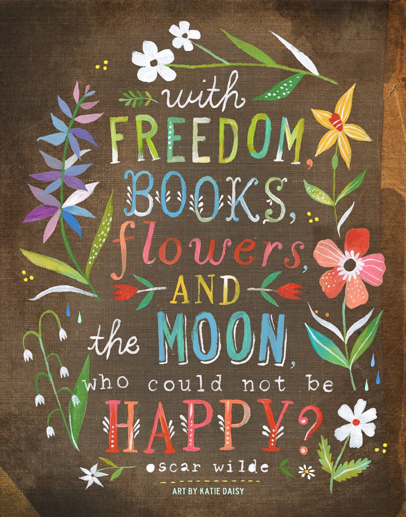 Flowers and The Moon Art Print