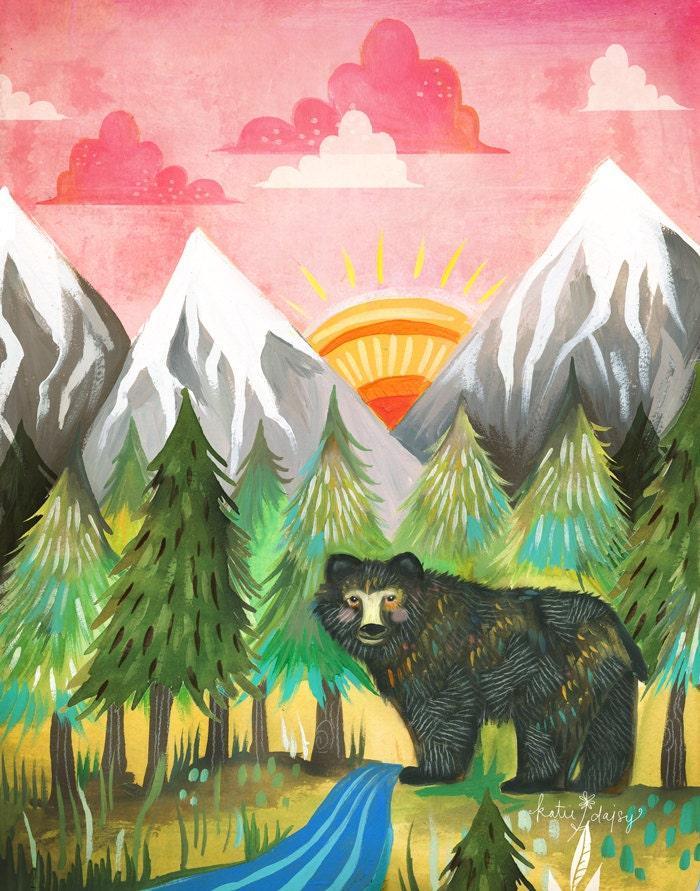 Sunrise Bear Art Print