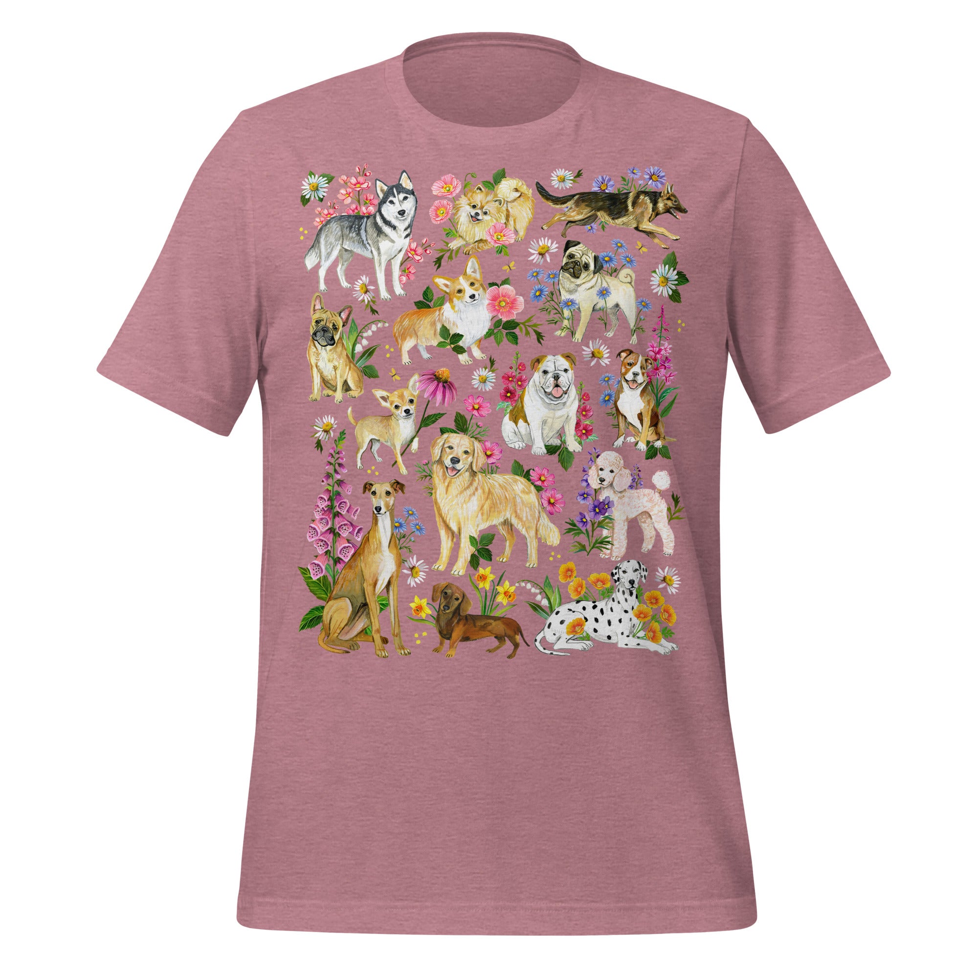 Dogs of The Meadow Unisex t-shirt Heather Orchid