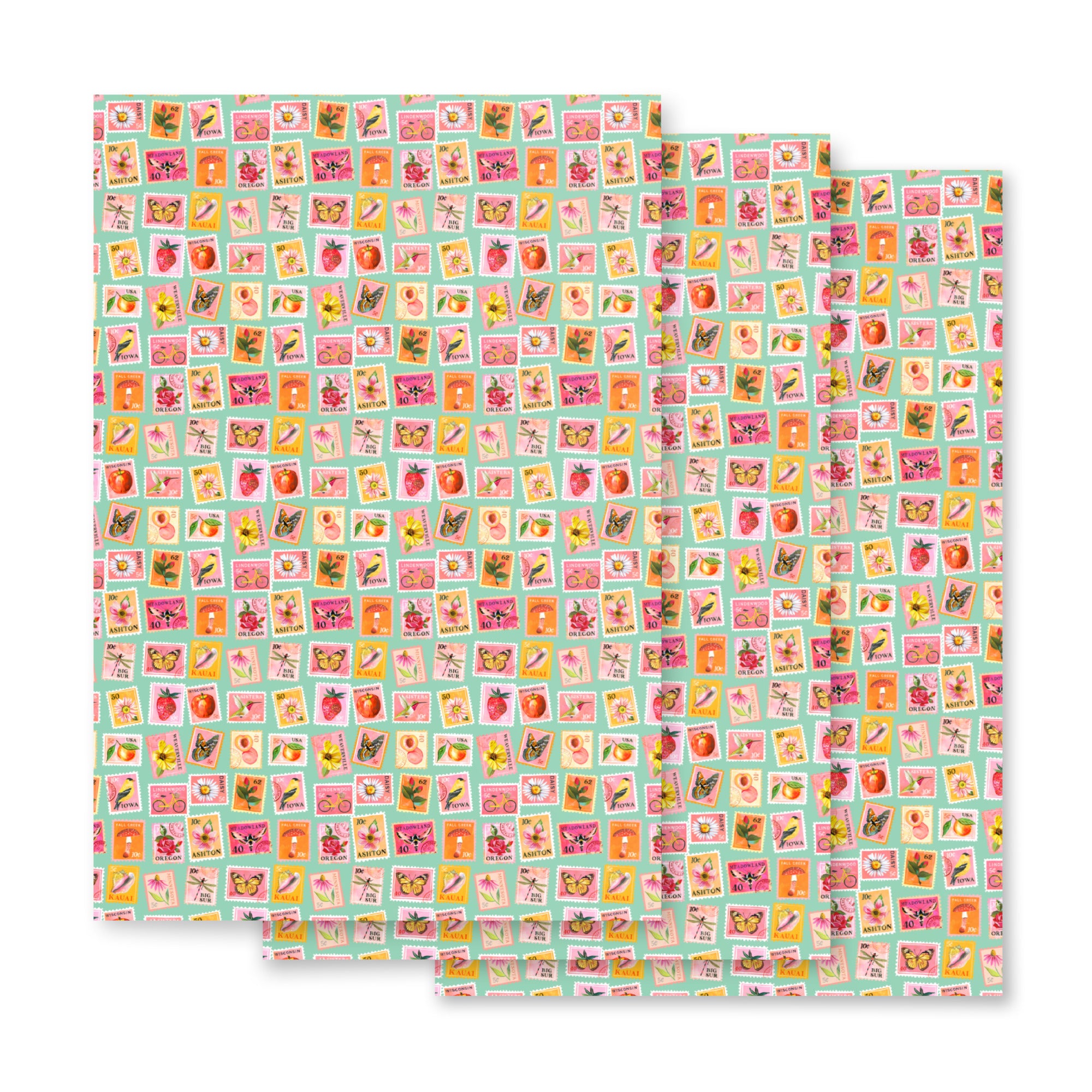 Stamp Collection Wrapping Paper Sheets